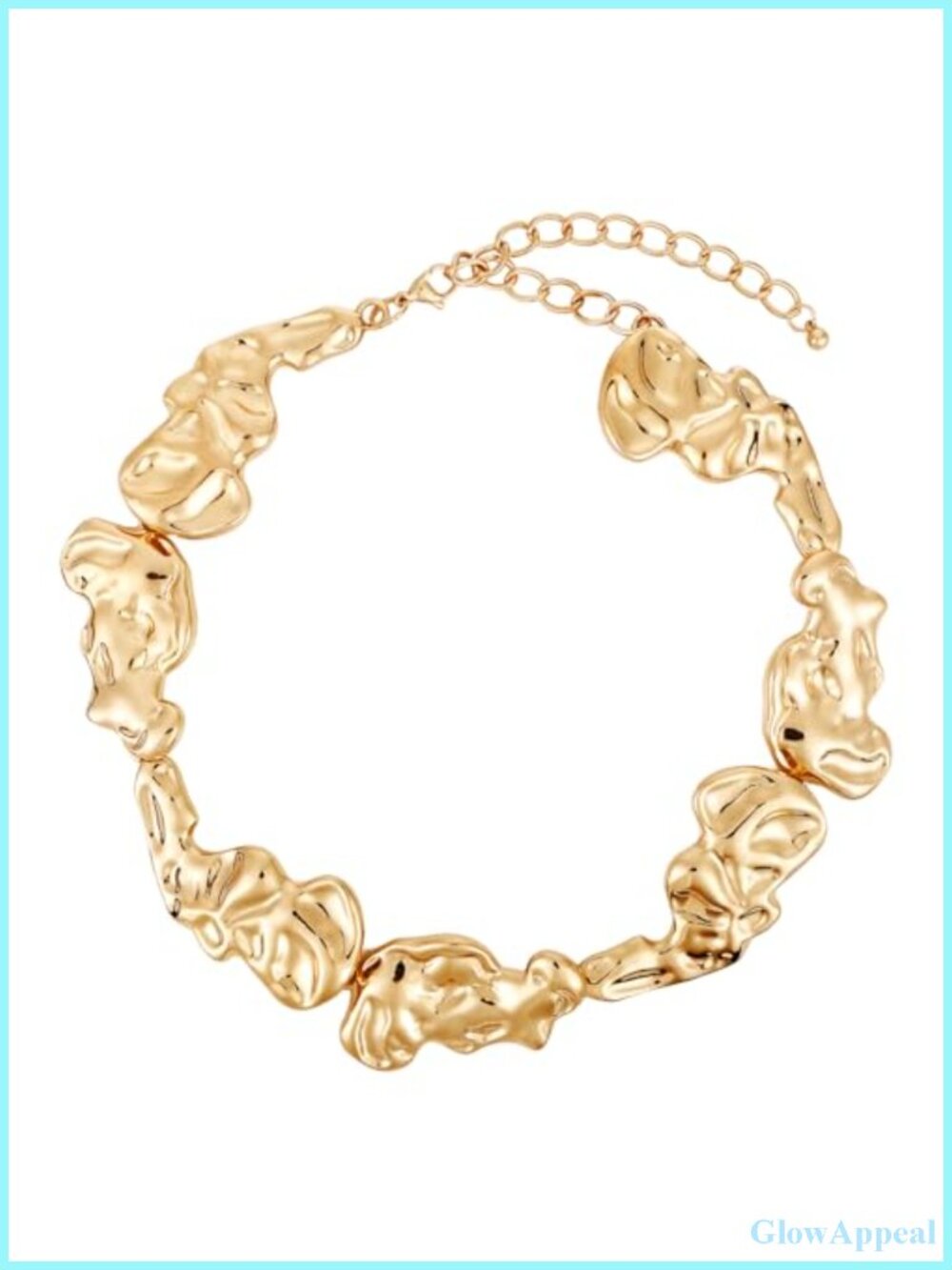 Chunky Statement Choker Necklace Gold Tone Metal Women's